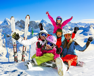 family on ski vacaton